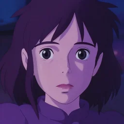 no - face in the night made by studio ghibli ( ( ( purple ) ) ), ( ( lighting ) ), 8 k, smooth, high details, high qualitt,