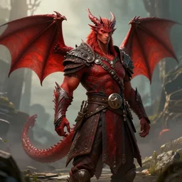 red dragonborn sailor dnd, volumetric light, 8 k, fantasy