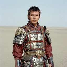 Young Jarvis Cocker wearing Mongolian armor, 35mm film, by Hedi Slimane