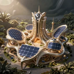 solarpunk architecture, intricate unreal engine render