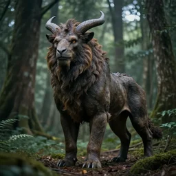 Professional Photography Of A Mythical Beast In A Forest, 4K, Photorealistic, Cinematic