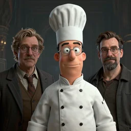 a portrait of fry chef next to Steve Brule wearing glasses, realistic faces, grimdark extremely detailed fantasy art by Gerald Brom, octane render