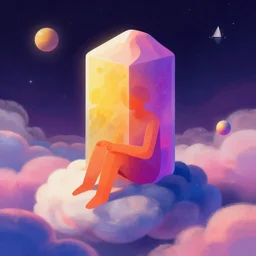 geode, alchemy concept art by Kilian Eng vibrant colors, minimalistic, award-winning masterpiece, fantastically gaudy, aesthetic octane render, sitting on the cosmic cloudscape, highly detailed, Vibrant volumetric natural light In style of Josan Gonzalez and Mike Winkelmann and and greg rutkowski