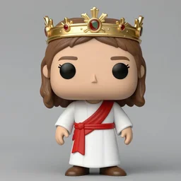 funko pop of jesus in a white robe, red sash and crown of thorns, product shot, macro, hyper realistic, octane render, unreal engine, 4 k, 8 k