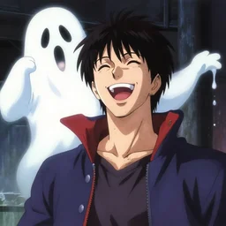 laughing man, ghost in the shell, anime, by katsushika
