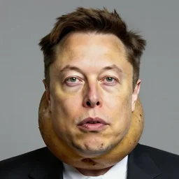 elon musk face inside a potatoe, face, potatoe head