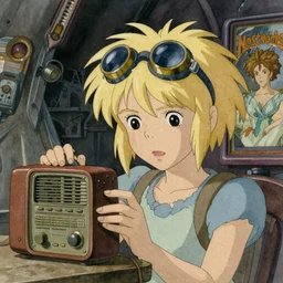 coherent, science fiction, retrofuturistic awkward lonely brilliant female blond teenage tomboy girl with very short messy hair, round brass dark goggles, building a radio, nostromo, studio ghibli, pixar and disney animation, sharp, disney concept art watercolor illustration by mandy jurgens and alphonse mucha and alena aenami, pastel color palette, dramatic lighting, highly detailed