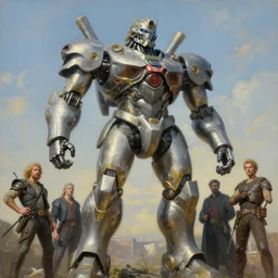 a giant statue of zeus, mecha, tim hildebrandt, wayne barlowe, bruce pennington, donato giancola, trending on artstation, cinematic composition, beautiful lighting, hyper detailed, 8 k, oil on canvas