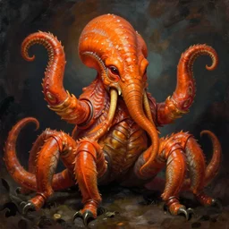 zoological portrait of orange cthulhu by arthur haas