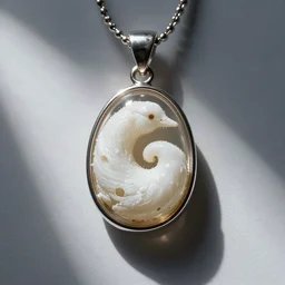 a swirly white bird poop droppings encased in a gladd pendant, beautiful necklace