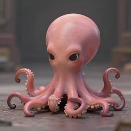 a sad cute humanoid octopus girl sitting on the floor, photography by Michael Sowa