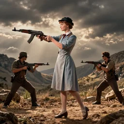 mary poppins dual wielding aks, rambo action scene