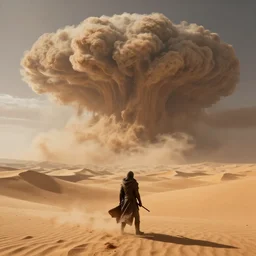 The Sardokar from Dune :: Epic Battle on Arakis :: Giant Sandstorm in the distance :: trending on artstation :: 4K resolution