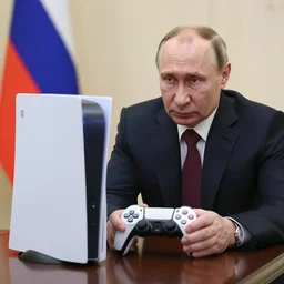 a photo of putin by playing at playstation - n 9