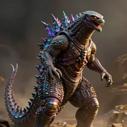 a humanoid hybrid of godzilla and xenomorph queen