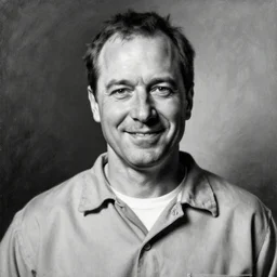 portrait of bob odenkirk in prison outfit, smiling, black and white, detailed face, detailed painting,, epic lighting, by ilya repin, phil hale and kent williams