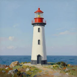 a beautiful painting of a lighthouse