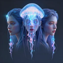 3 d face portrait of a goddess | jellyfish, bioluminescent | by david b. mattingly, alena aenami, octane render