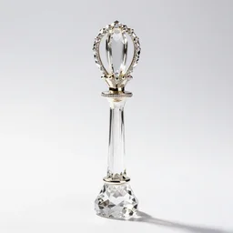 crystal royal scepter, professional product shot, isolated on a pure white background, centered, entire object in frame, sharp focus, soft studio lighting