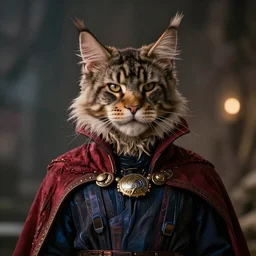 film still of a Maine Coon as Doctor Strange in Avengers Endgame, 4k