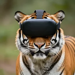 a tiger wearing a vr headset