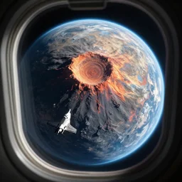 picture of the surface of a volcanic planet taken from the window of a space shuttle in orbit, highly detailed, octane render, 4 k, unreal engine