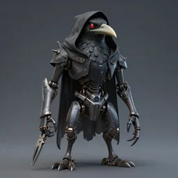 kon - dam with beetle pincers for a chin gunpla droid kenku, artistically anthropomorphic black bird head. cloaked hood down, science fiction, portrait by donato giancola and greg rutkowski and wayne barlow. top all time r / imaginarycyberpunk.