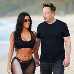 paparazzi photo of elon musk secretly dating kim kardashian at the beach
