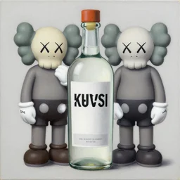 vodka bottle by shusei nagaoka, kaws, david rudnick, airbrush on canvas, pastell colours, cell shaded, 8 k