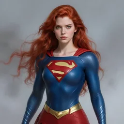 a beautiful red - haired girl dressed as a superhero, intricate, elegant, highly detailed, digital painting, artstation, concept art, smooth, sharp focus, illustration, ethereal, misty, by zeen chin, 8 k, octane render