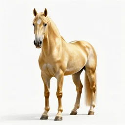 golden horse, studio photography, full body, isolated on a pure white background, centered, entire subject in frame, sharp focus, soft studio lighting