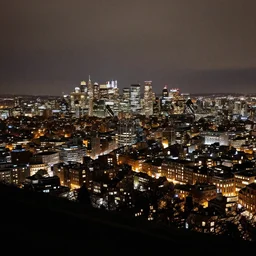 award winning canon 1 8 mm wide view photograph looking down from a ridge at a metropolitan city at night, by michael kenna
