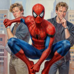 a highly detailed painterly painting of drake peter parker, by james gurney, greg rutkowski, by craig mullins, ( ( ( ( ( spiderman