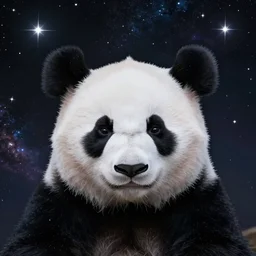 panda panda_face in a galaxy made of stars, space, nebulas stars