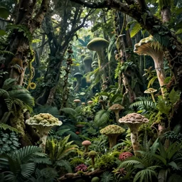 panoramic jungle turned into mycelium, equirectangular rendering, octance, high details,
