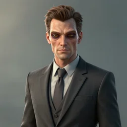 portrait of a human like male alien wearing a suit, artstation, cgsociety