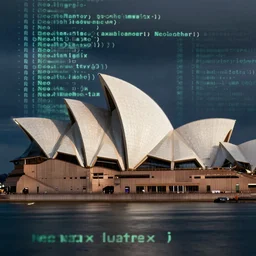 Neo Matrix code vision of The Sydney Opera House