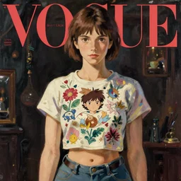 vogue magazine, elle magazine, ilya kuvshinov, studio ghibli anime key visual, trending on artstation, john singer sargent, oil painting, crop top, intricate
