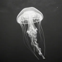 monochrome alien jellyfish, water