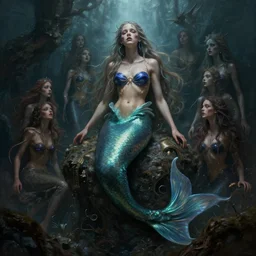 epic professional digital art of a starving mermaid, atmospheric lighting, beautiful light and shadow, painted, complex, detailed, detailed, foreboding, mysterious, leesha hannigan, wayne haag, reina rocin, ignacio fernandez rios, mark ryden, iris van herpen, epic, stunning, magnificent, very wow, cinematic, masterpiece.