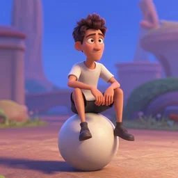 a man sitting on a ball, disney pixar art