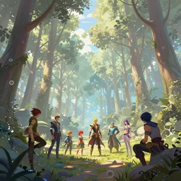 forest landscape, pastel color tones, fantasy, elegant, highly detailed, digital painting, artstation, concept art, smooth, sharp focus, illustration, wide angle, artbook, splash art, promo art, soul calibur, league of legends, art by artgerm and greg rutkowski and bo chen and jin xiaodi