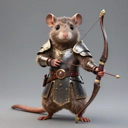a full body shot of an anthro furry rat wearing a fantasy armor holding a bow, fantasy, artstation, furry art, furaffinity, deviantart, symmetrical, highly detailed, award winning, trending