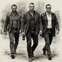 People walking in the style of Tom of Finland, charcoal