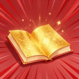 golden magic book, surrounded by red speed lines, illustration, trending on artstation