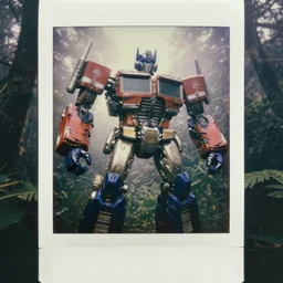 full shot!! big chest!! transformer robot delorean armored transformer robot sci - fi hulked oversized, fog, in deep jungle forest jungle, overcast!!! cinematic focus, old damagaed polaroid photo, vintage, neutral colors, faded!! very soft lights, big overcast, very foggy, full shot by steve hanks, by serov valentin, by lisa yuskavage, by andrei tarkovsky
