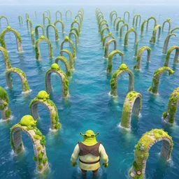 an endless ocean with infinite gateways that lead to shrek