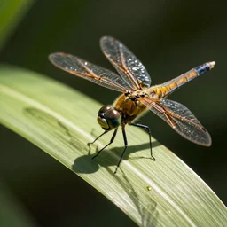 macro photo of dragonfly on leaf, ultra-realistic, national geographic photo of the year