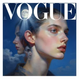 3 d, sci - fi, close - up, night, fashion model face, moon rays, cinematic, clouds, vogue cover style, blue mood, realistic painting, intricate oil painting, high detail illustration, figurative art, multiple exposure, poster art, 3 d, by tooth wu and wlop and beeple and greg rutkowski