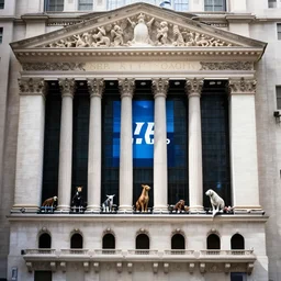animals trading stocks in new york city stock exchange